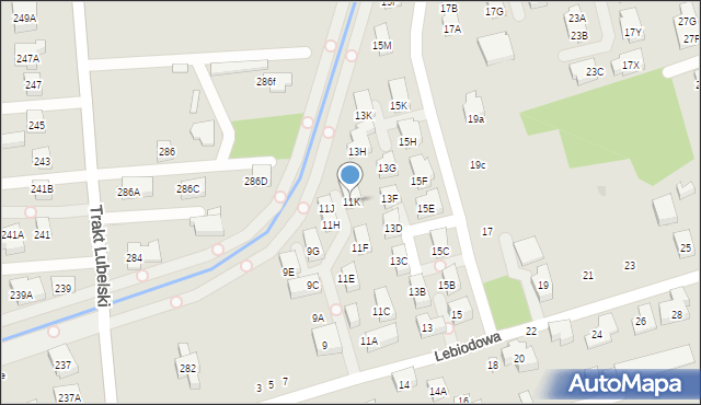 Warszawa, Lebiodowa, 11K, mapa Warszawy