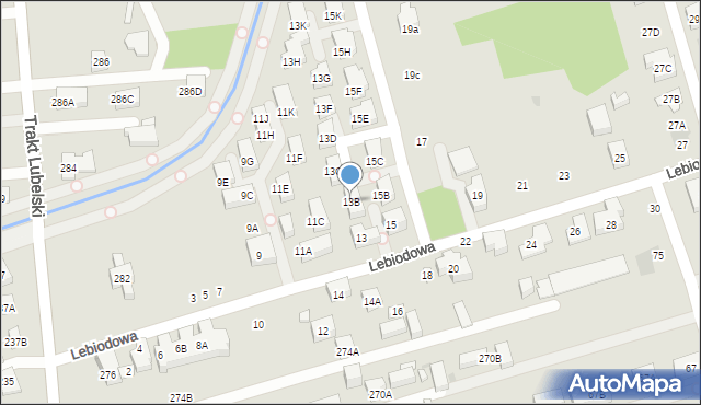 Warszawa, Lebiodowa, 13B, mapa Warszawy