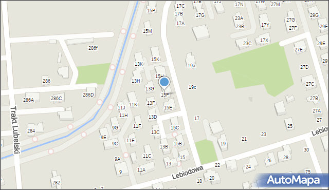 Warszawa, Lebiodowa, 15F, mapa Warszawy