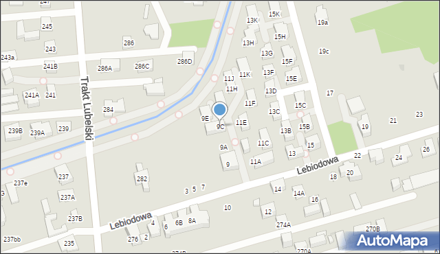 Warszawa, Lebiodowa, 9C, mapa Warszawy