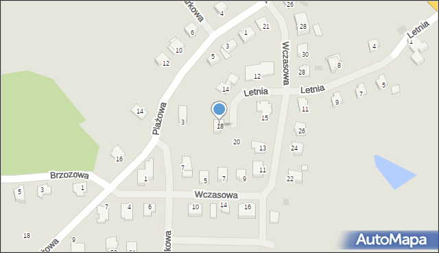 Węgorzewo, Letnia, 18, mapa Węgorzewo