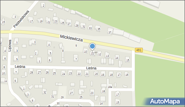 Widawa, Leśna, 11, mapa Widawa