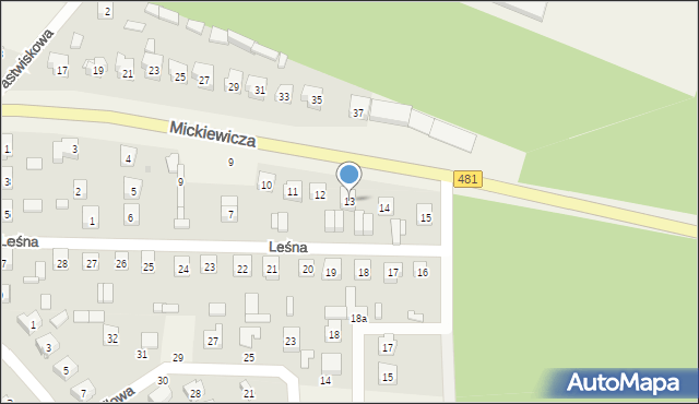 Widawa, Leśna, 13, mapa Widawa