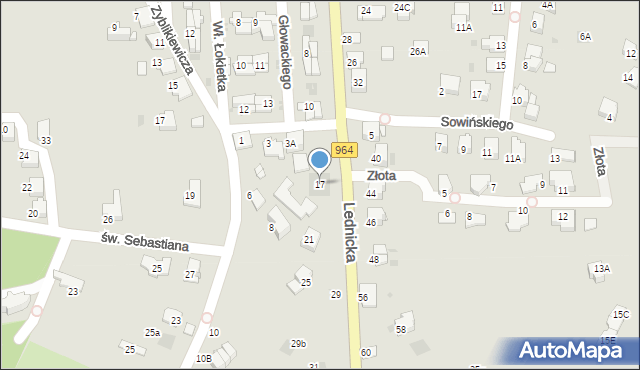 Wieliczka, Lednicka, 17, mapa Wieliczka