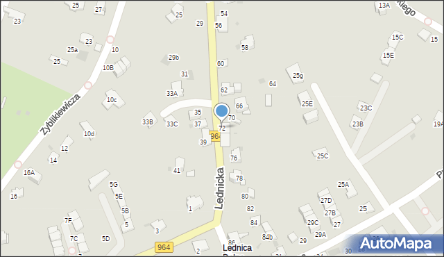 Wieliczka, Lednicka, 72, mapa Wieliczka