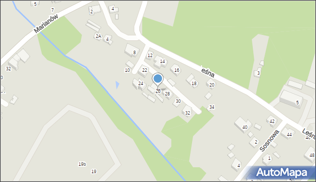 Wieruszów, Leśna, 26, mapa Wieruszów