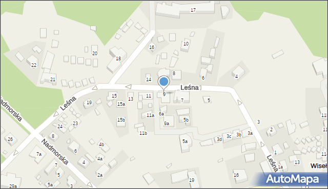 Wisełka, Leśna, 9, mapa Wisełka