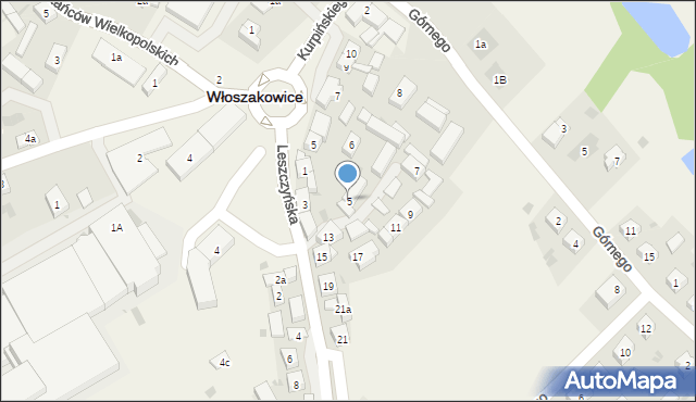 Włoszakowice, Leszczyńska, 5, mapa Włoszakowice