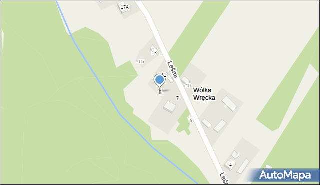 Wólka Wręcka, Leśna, 9, mapa Wólka Wręcka