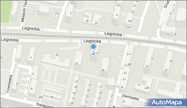 Wrocław, Legnicka, 28, mapa Wrocławia