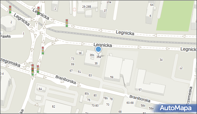 Wrocław, Legnicka, 36a, mapa Wrocławia