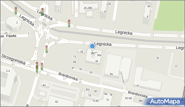 Wrocław, Legnicka, 36b, mapa Wrocławia