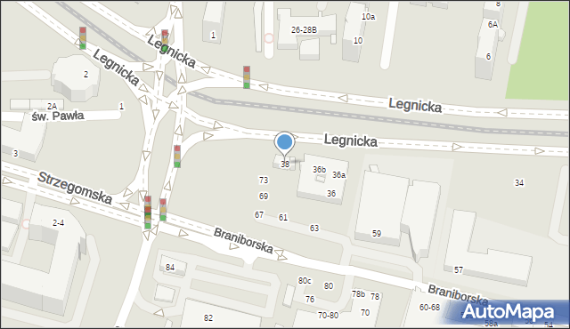 Wrocław, Legnicka, 38, mapa Wrocławia