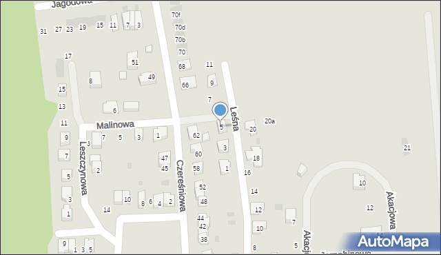 Wschowa, Leśna, 5, mapa Wschowa