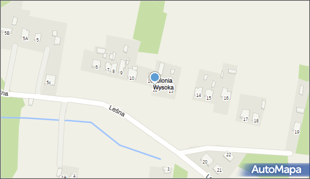 Wysoka, Leśna, 12, mapa Wysoka