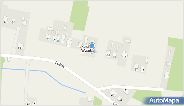 Wysoka, Leśna, 13, mapa Wysoka