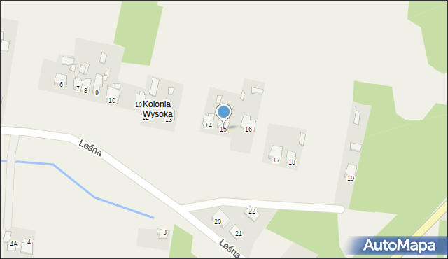 Wysoka, Leśna, 15, mapa Wysoka