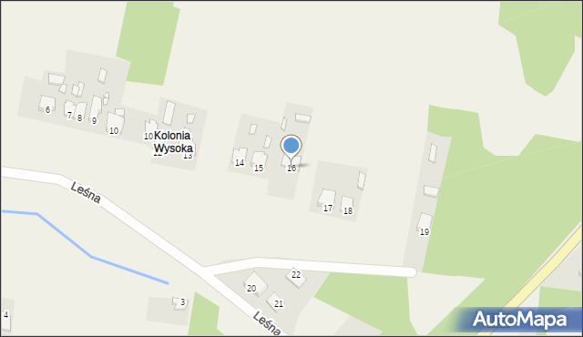 Wysoka, Leśna, 16, mapa Wysoka