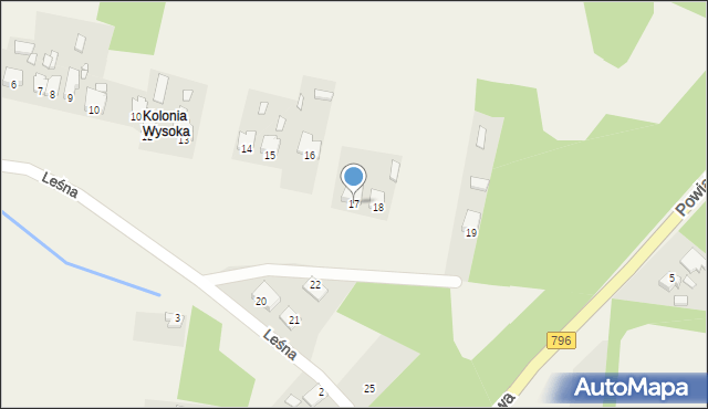 Wysoka, Leśna, 17, mapa Wysoka