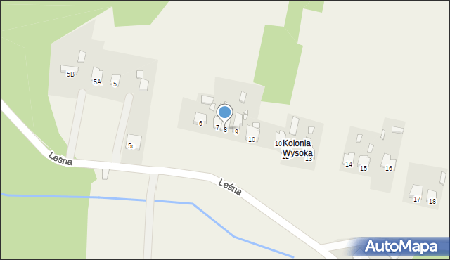 Wysoka, Leśna, 8, mapa Wysoka