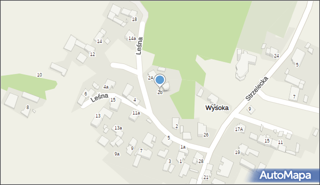 Wysoka, Leśna, 2b, mapa Wysoka