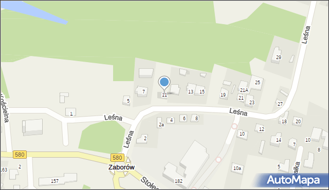 Zaborów, Leśna, 11, mapa Zaborów