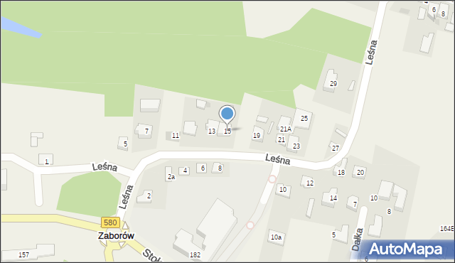 Zaborów, Leśna, 15, mapa Zaborów