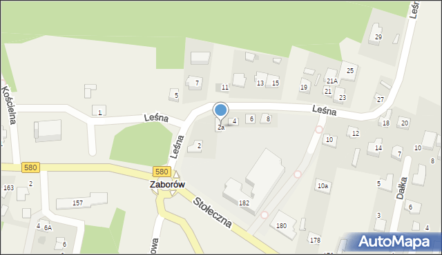 Zaborów, Leśna, 2a, mapa Zaborów