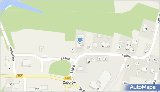 Zaborów, Leśna, 7, mapa Zaborów