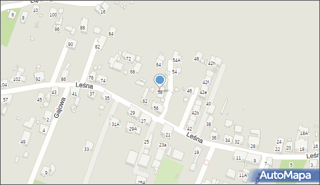 Zabrze, Leśna, 58, mapa Zabrza