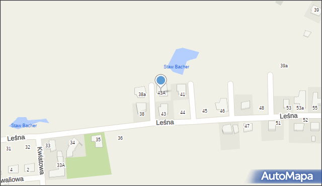 Zacharzew, Leśna, 43A, mapa Zacharzew