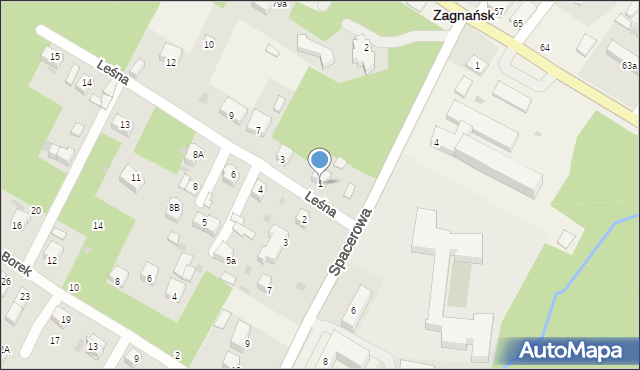 Zagnańsk, Leśna, 1, mapa Zagnańsk