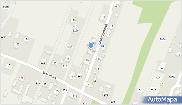 Zagościniec, Leszczynowa, 1, mapa Zagościniec