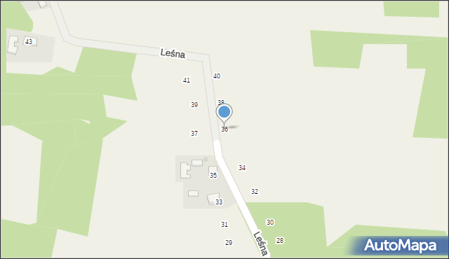 Zalasowa, Leśna, 36, mapa Zalasowa