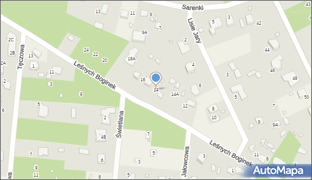 Zalesie Górne, Leśnych Boginek, 14, mapa Zalesie Górne