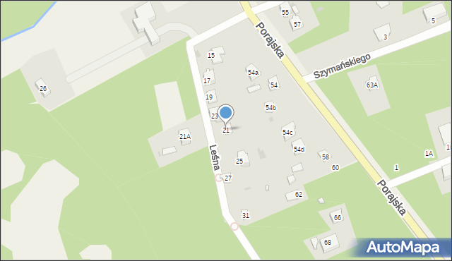 Żarki-Letnisko, Leśna, 21, mapa Żarki-Letnisko
