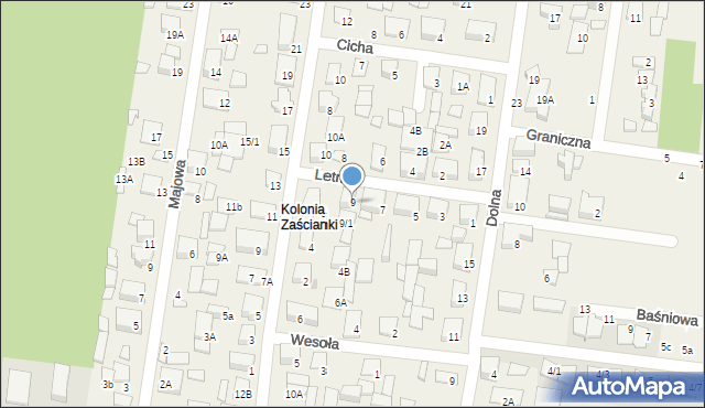 Zaścianki, Letnia, 9, mapa Zaścianki