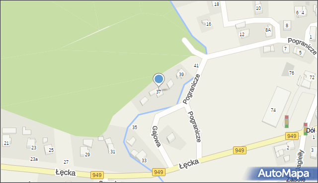 Zasole, Łęcka, 37, mapa Zasole