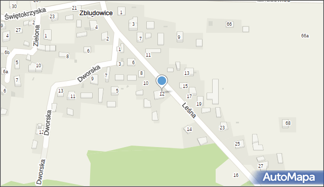 Zbludowice, Leśna, 12, mapa Zbludowice