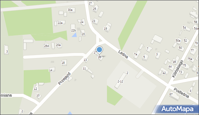 Zelów, Leśna, 16, mapa Zelów