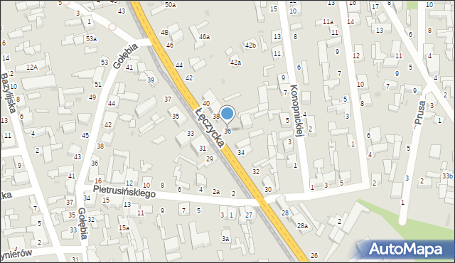 Zgierz, Łęczycka, 36, mapa Zgierz