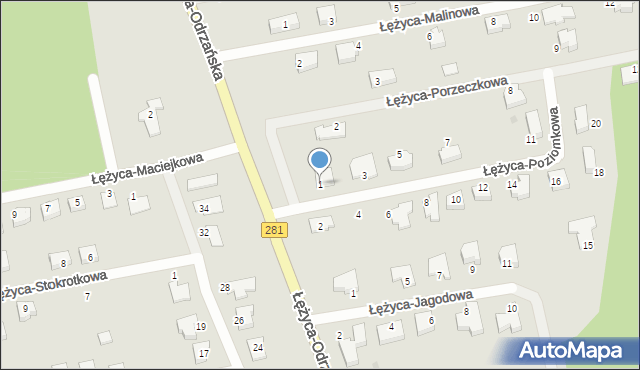 Zielona Góra, Łężyca-Poziomkowa, 1, mapa Zielona Góra