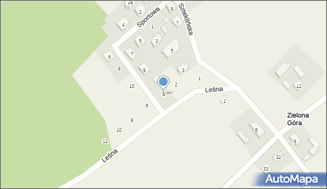 Zielona Góra, Leśna, 4, mapa Zielona Góra