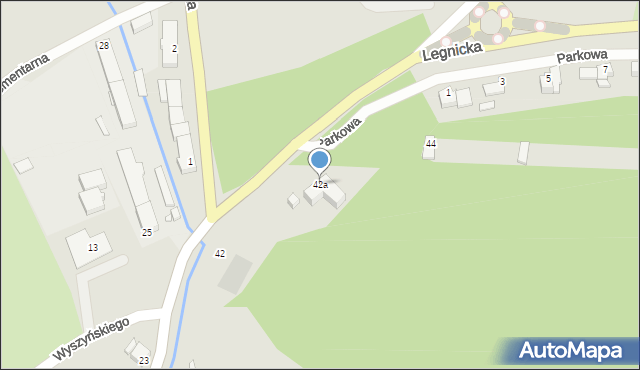 Złotoryja, Legnicka, 42a, mapa Złotoryja