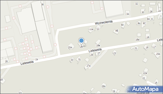 Żywiec, Lelewela, 20, mapa Żywiec