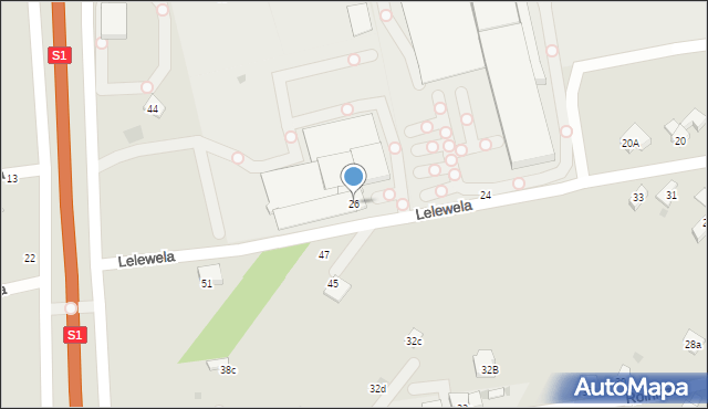 Żywiec, Lelewela, 26, mapa Żywiec