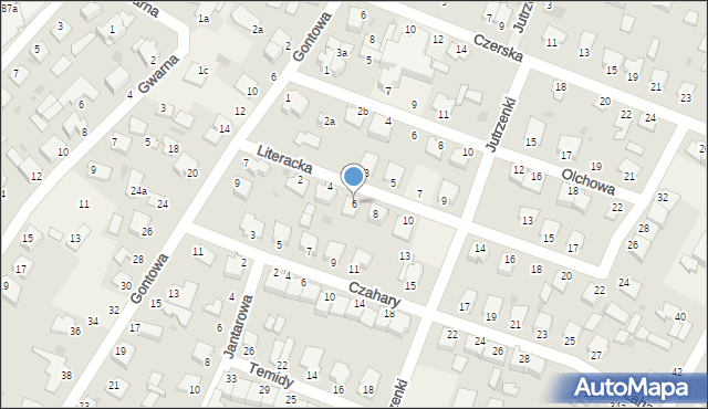 Białe Błota, Literacka, 6, mapa Białe Błota