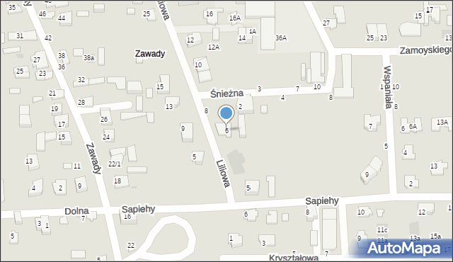 Białystok, Liliowa, 6, mapa Białegostoku