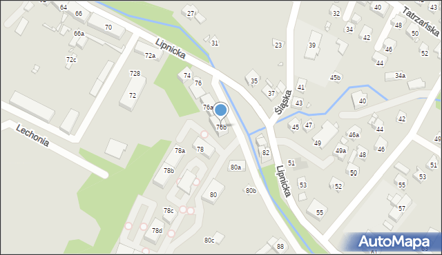 Bielsko-Biała, Lipnicka, 76b, mapa Bielsko-Białej