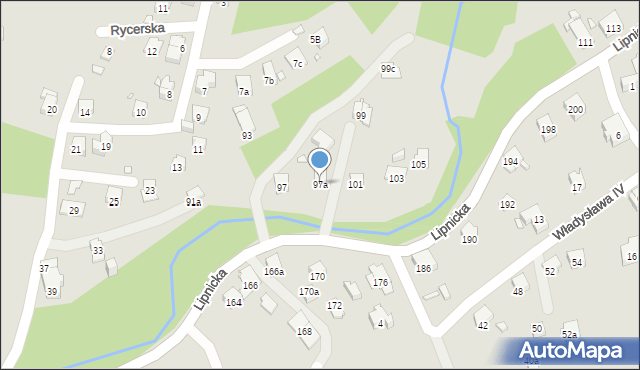 Bielsko-Biała, Lipnicka, 97a, mapa Bielsko-Białej